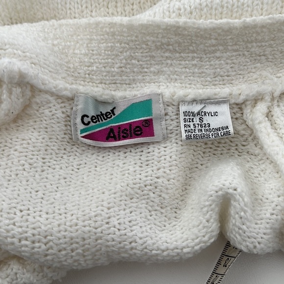 VINTAGE CENTER AISLE White Cardigan Sweater size large - Picture 5 of 7